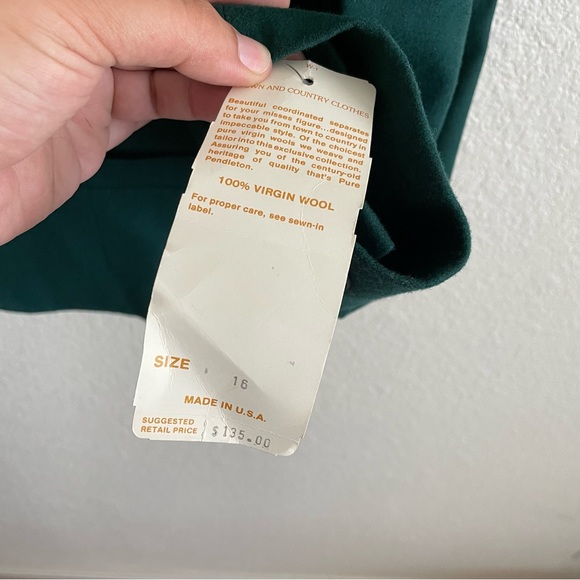 NWT Vintage Pendleton Women’s Blazer Coat 100% Virgin Wool Forest Green Size 16 - Picture 6 of 11